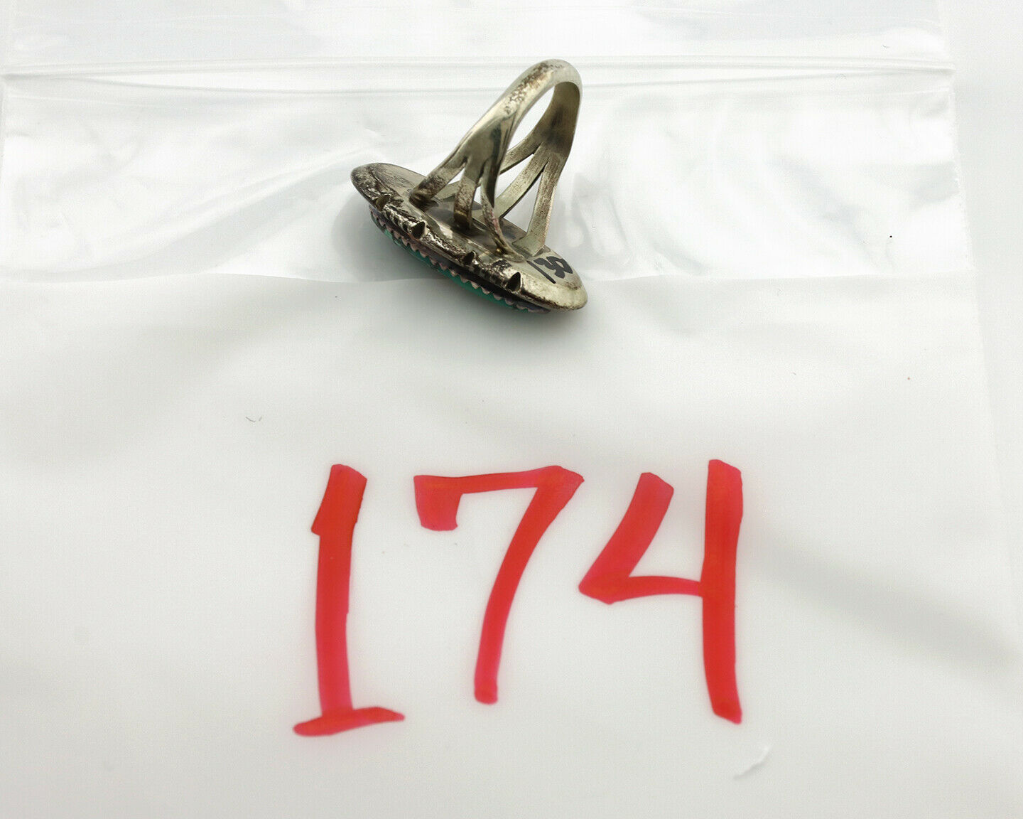 Navajo Ring .925 Silver Spiderweb Turquoise Native American Artist C.1980's