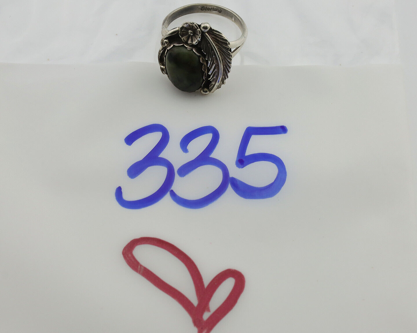 Navajo Ring .925 Silver Damale Turquoise Handmade Native American Artist C.1980s