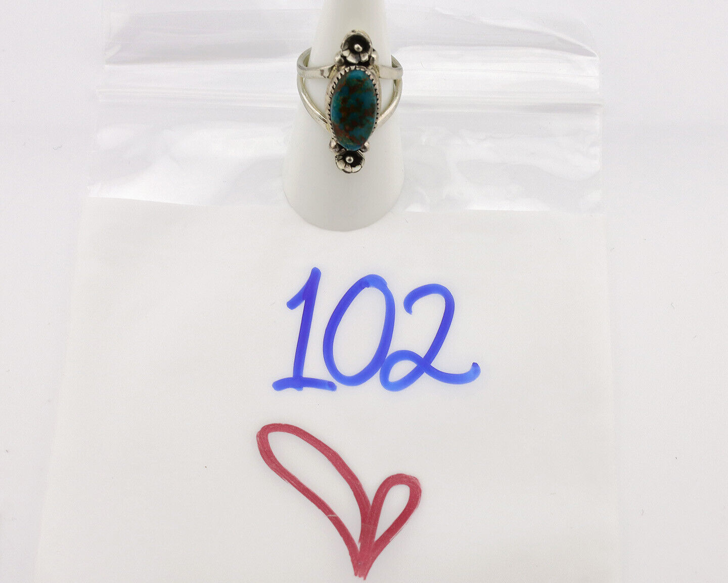 Navajo Ring .925 Silver Nevada Turquoise Native American Artist C.1980's