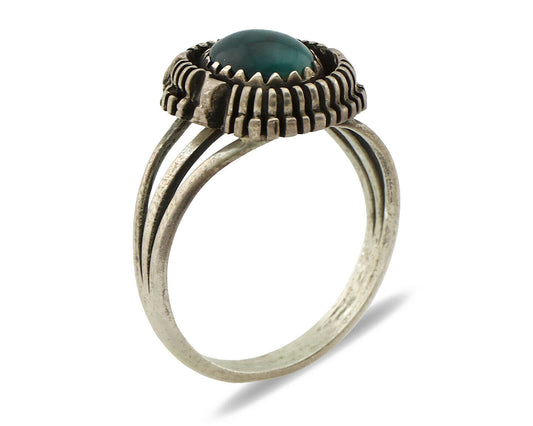 Navajo Ring .925 Silver Black Turquoise Artist Signed T.I.W C.80's