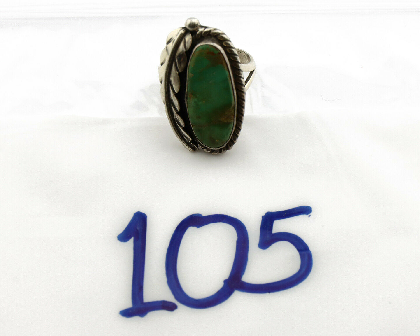 Navajo Ring .925 Silver Royston Turquoise Signed Apache Manufacturing C80s