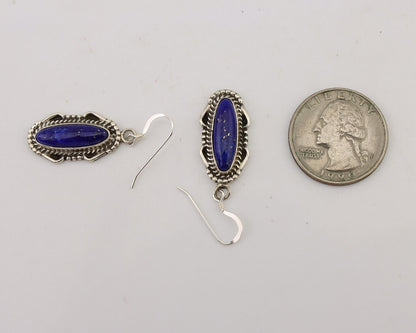 Navajo Dangle Earrings 925 Silver Lapis Lazuli Native American Artist C.80's