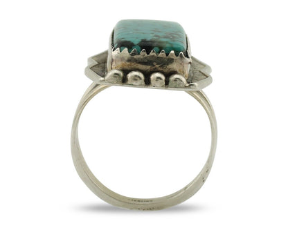 Navajo Ring 925 Silver Spiderweb Turquoise Artist Signed D C.80's