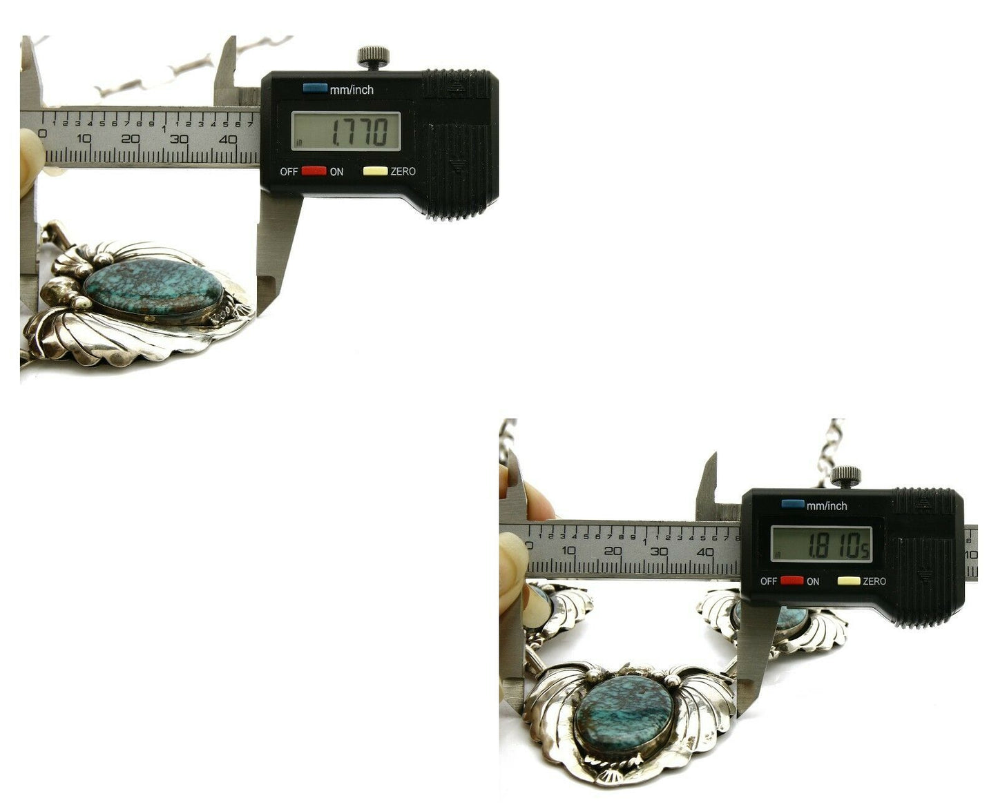 Navajo Squash Necklace .925 Silver Turquoise Handmade C.80's