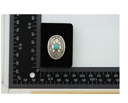 Navajo Earrings 925 Silver Concho Hand Stamped Turquoise Native Artist C.80's