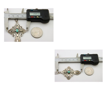 Navajo Cross Hand Stamped Necklace 925 Silver Turquoise Artist JRS C.80's