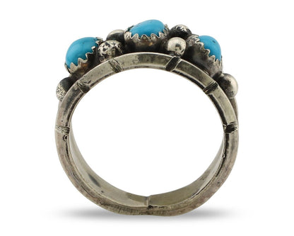 Navajo Ring 925 Silver Sleeping Beauty Turquoise Artist Signed JL C.80's