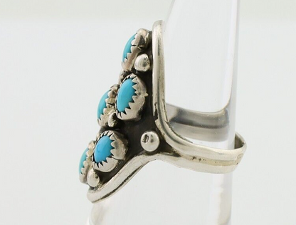 Navajo Handmade Ring 925 Silver Kingman Turquoise Artist Signed L Henderson C80s