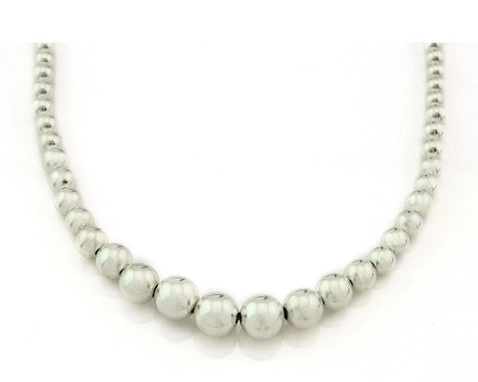 Navajo Bead Necklace 925 Sterling Silver Vintage Graduated 5mm-12mm 24in Long