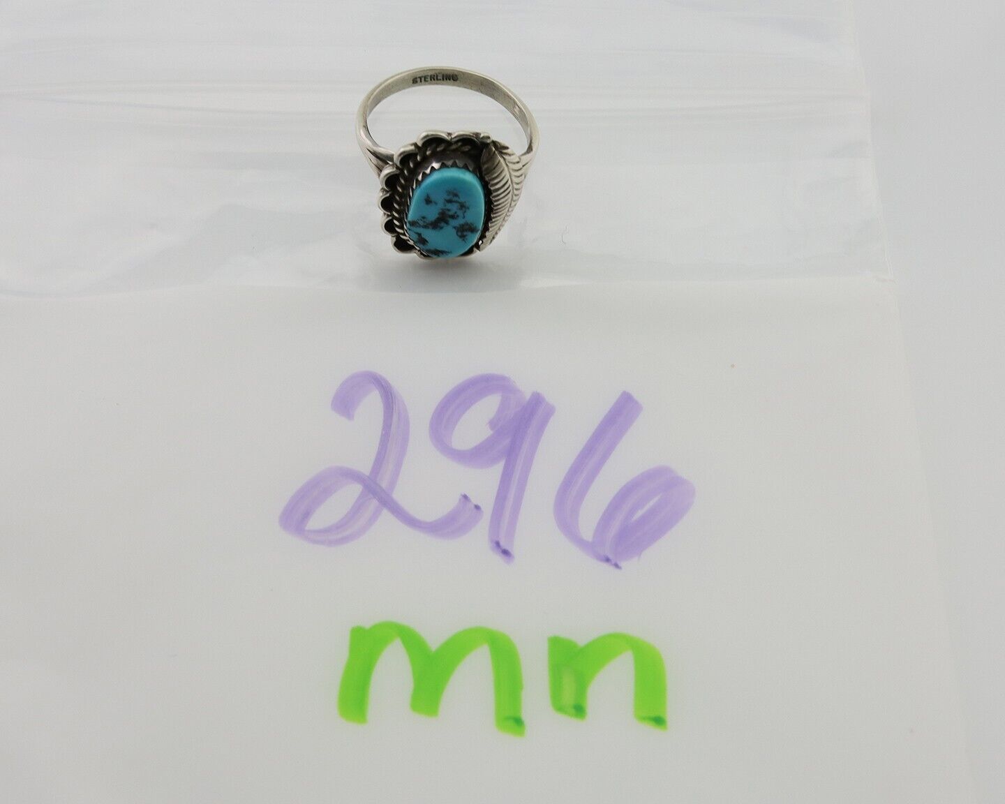 Navajo Ring 925 Silver Natural Blue Turquoise Native American Artist C.80's