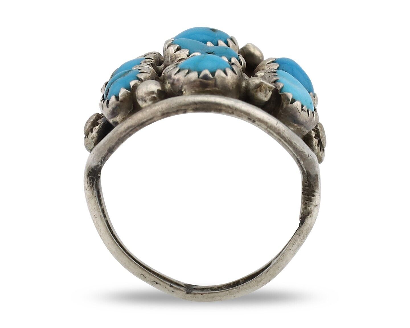 Navajo Ring 925 Silver Natural Blue Turquoise Signed Phillip Zachary Artist C80s