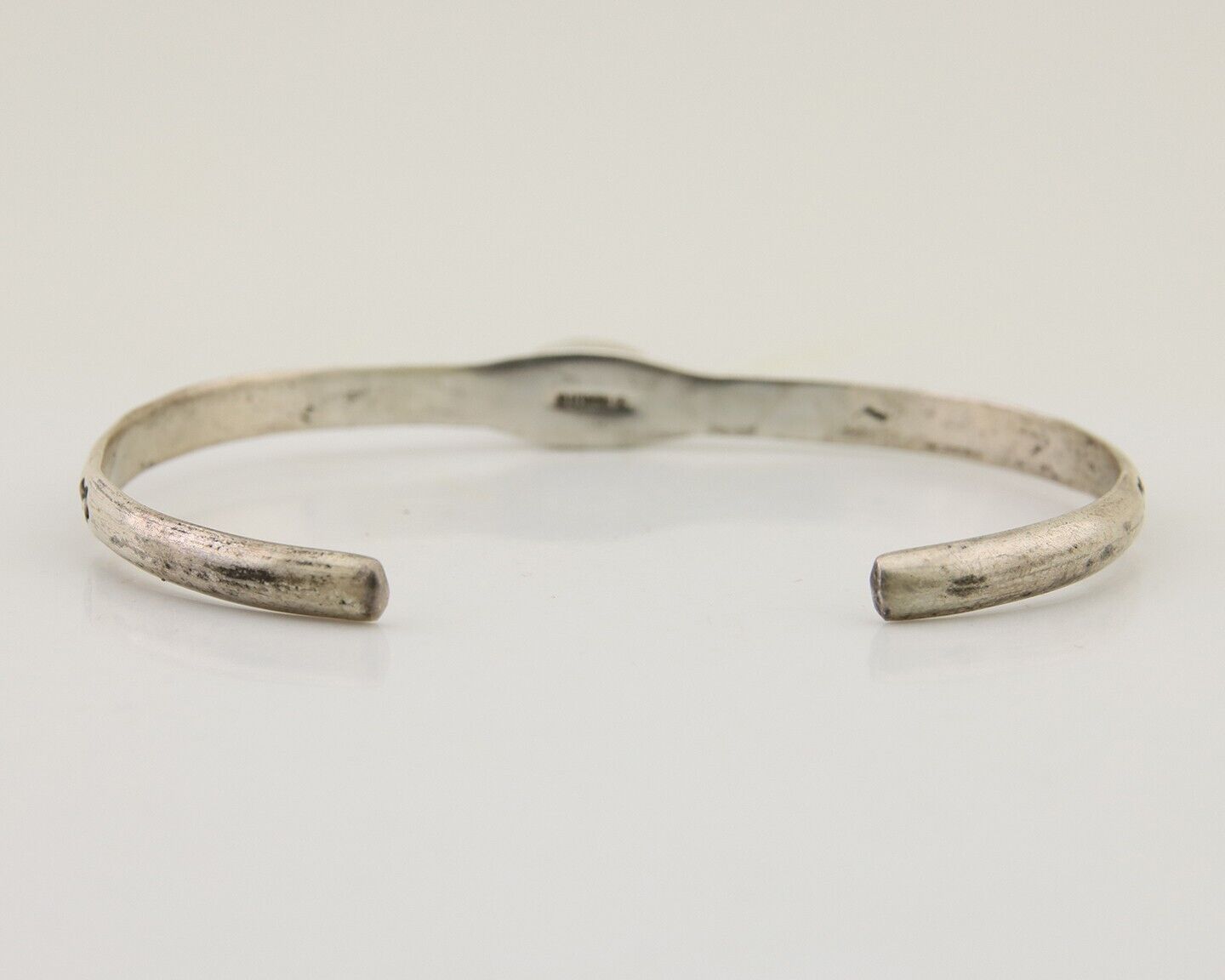 Navajo Hand Stamped Cuff Bracelet Turquoise 925 Silver Native American Artist