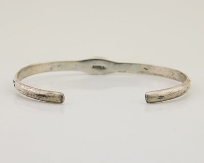 Navajo Hand Stamped Cuff Bracelet Turquoise 925 Silver Native American Artist