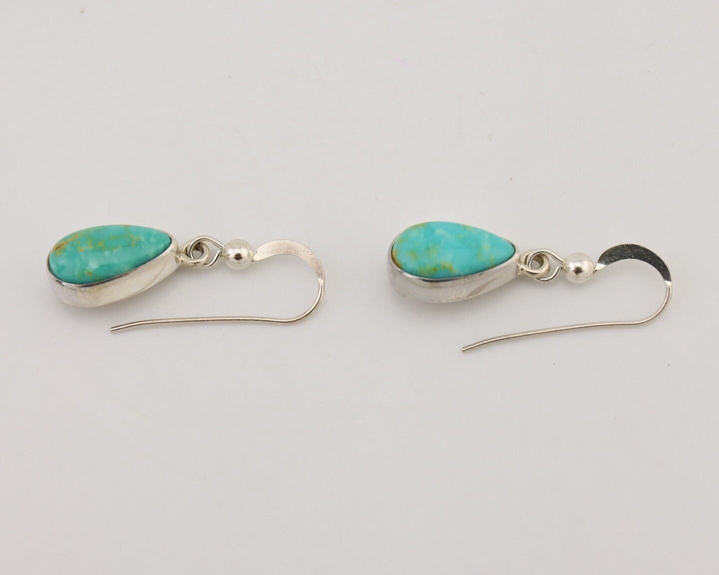 Navajo Dangle Earrings 925 Silver Natural Blue Turquoise Artist Signed M C.80's