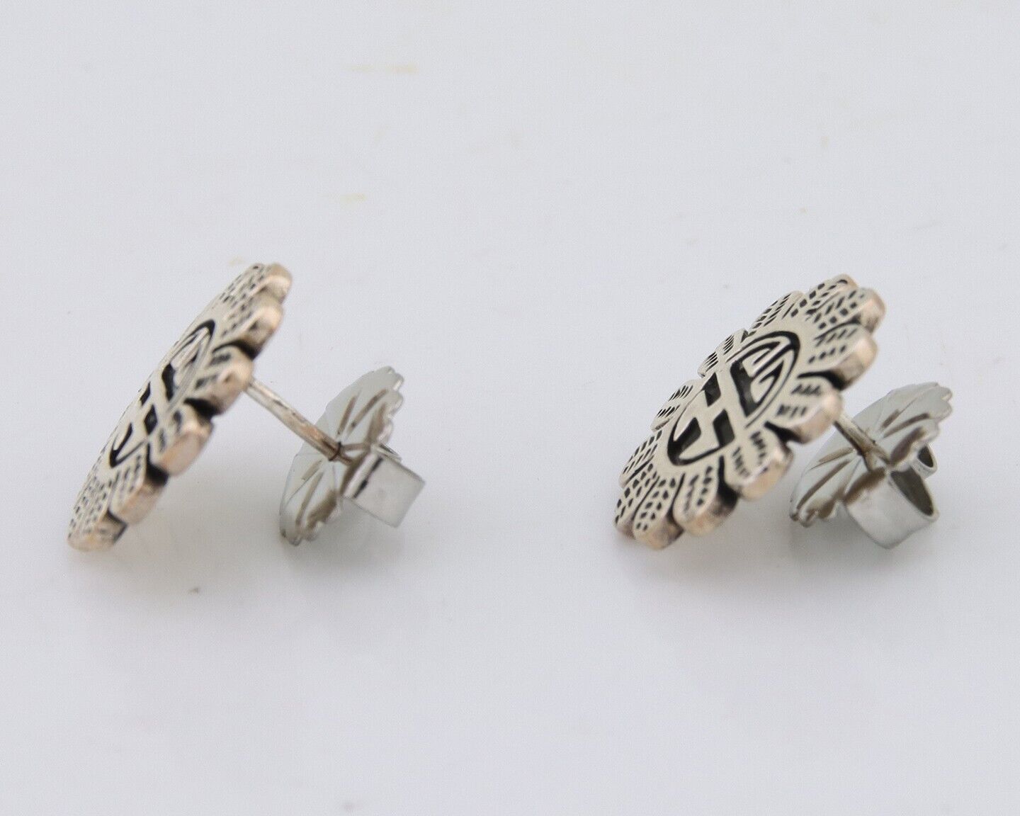Navajo Tiwa Sun Earrings 925 Silver Native American Artist C.80's