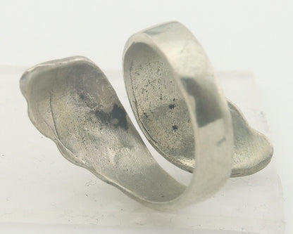 Navajo Ring 925 Silver Inlaid Natural Coral Native Artist C.80's Size 6.0