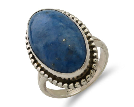 Navajo Handmade Ring 925 Silver Blue Denim Lapis Artist Signed M C.80's