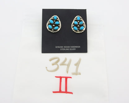 Navajo Dangle Earrings 925 Silver Natural Turquoise Native American Artist C.80s