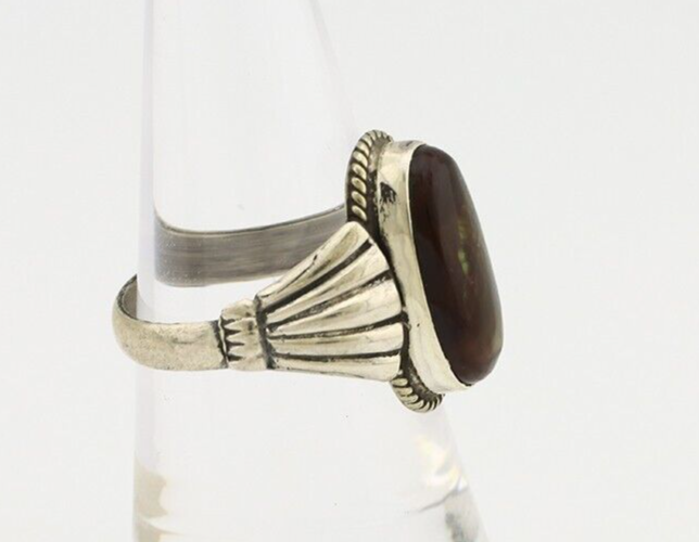 Navajo Handmade Ring 925 Silver Natural High Grade Fire Opal Native Artist C.80s