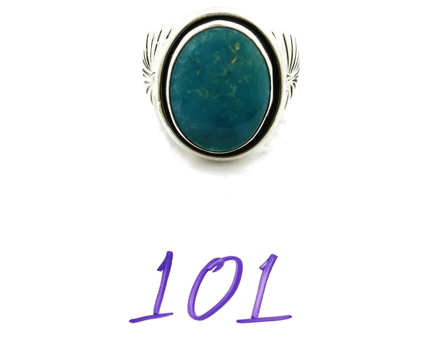 Navajo Ring .925 Silver Turquoise Handmade Signed Doug Zachary C.1980's