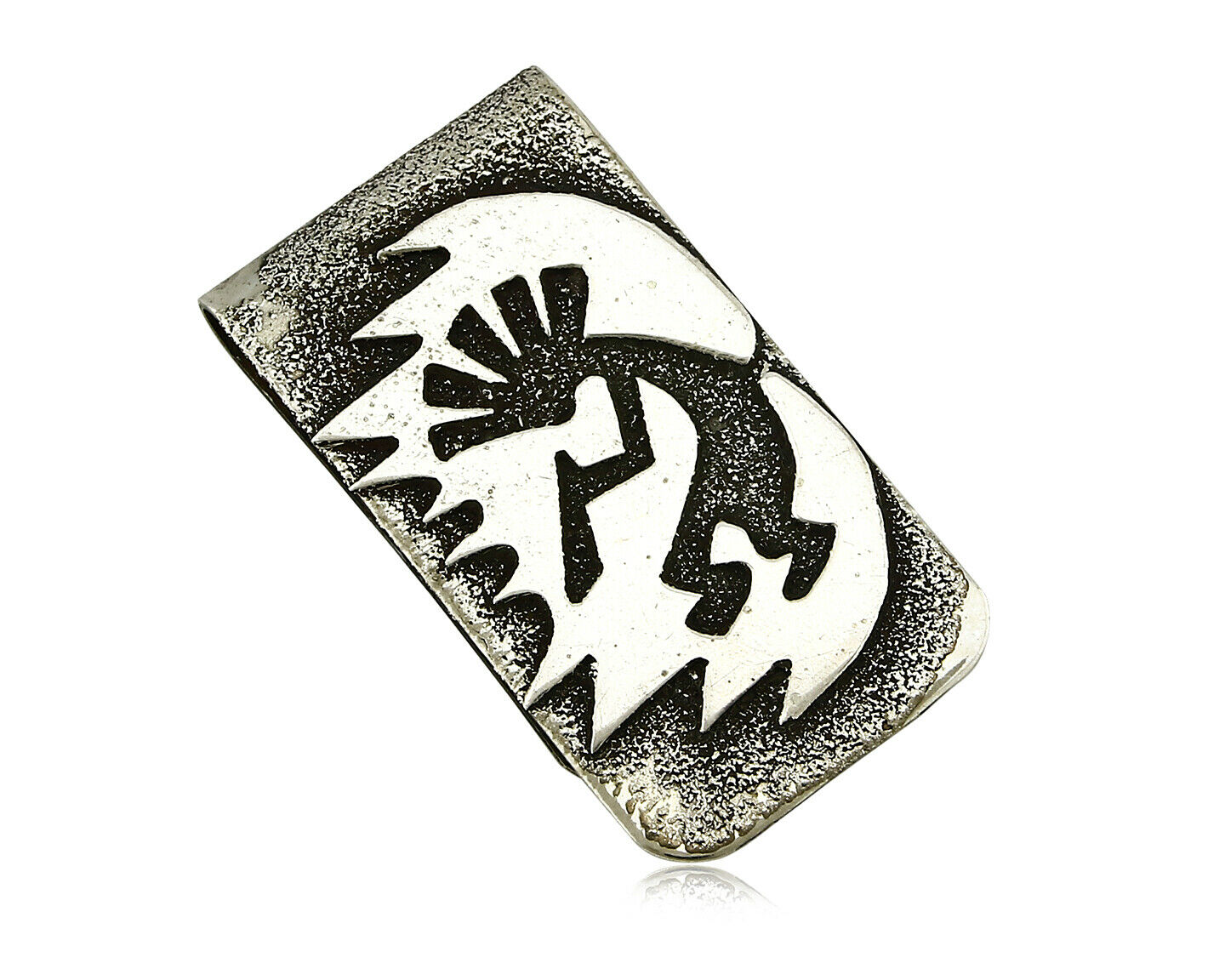 Navajo Money Clip .925 Silver & Nickle Hand Stamped Artist RB C.80's-90's