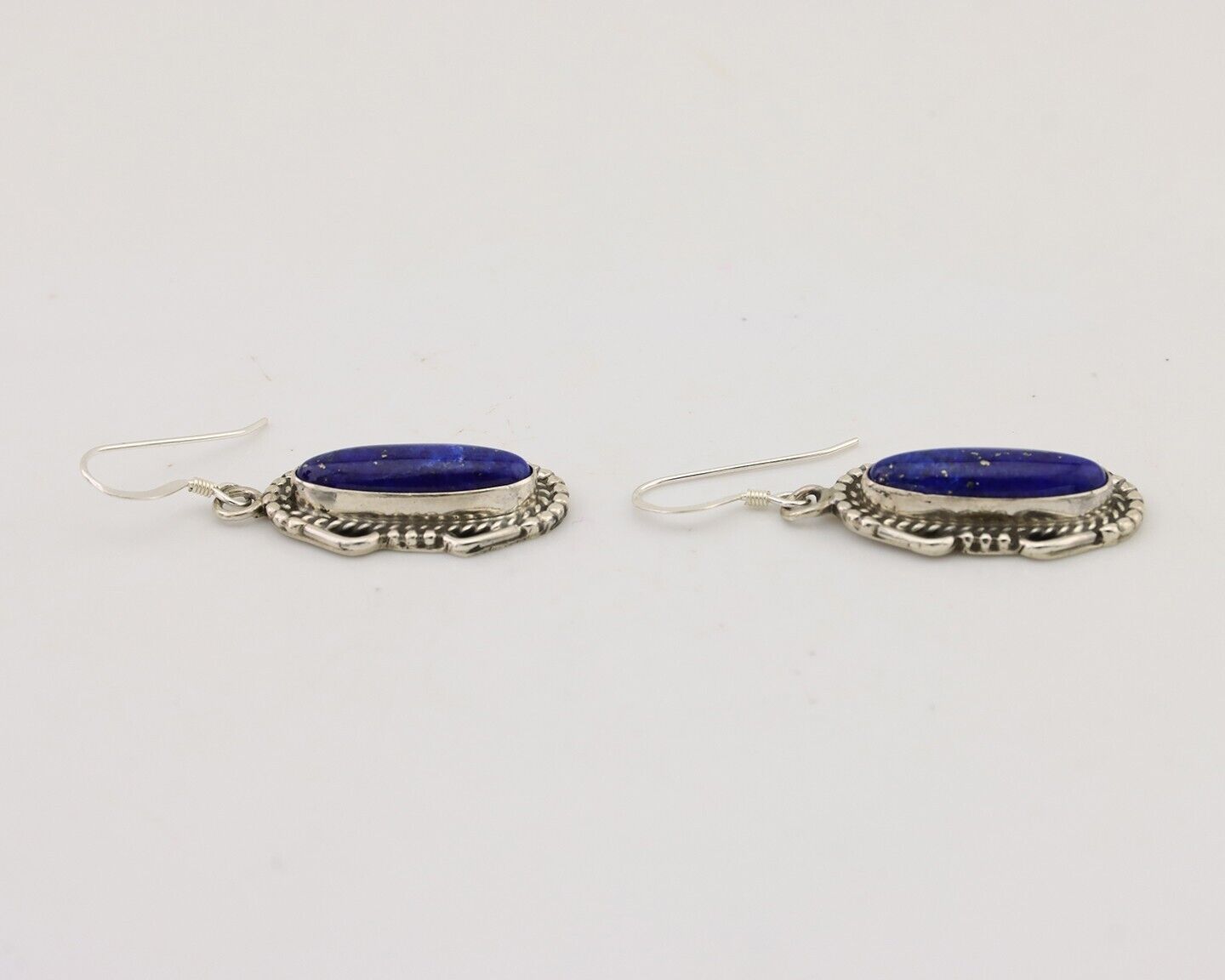 Navajo Dangle Earrings 925 Silver Lapis Lazuli Native American Artist C.80's