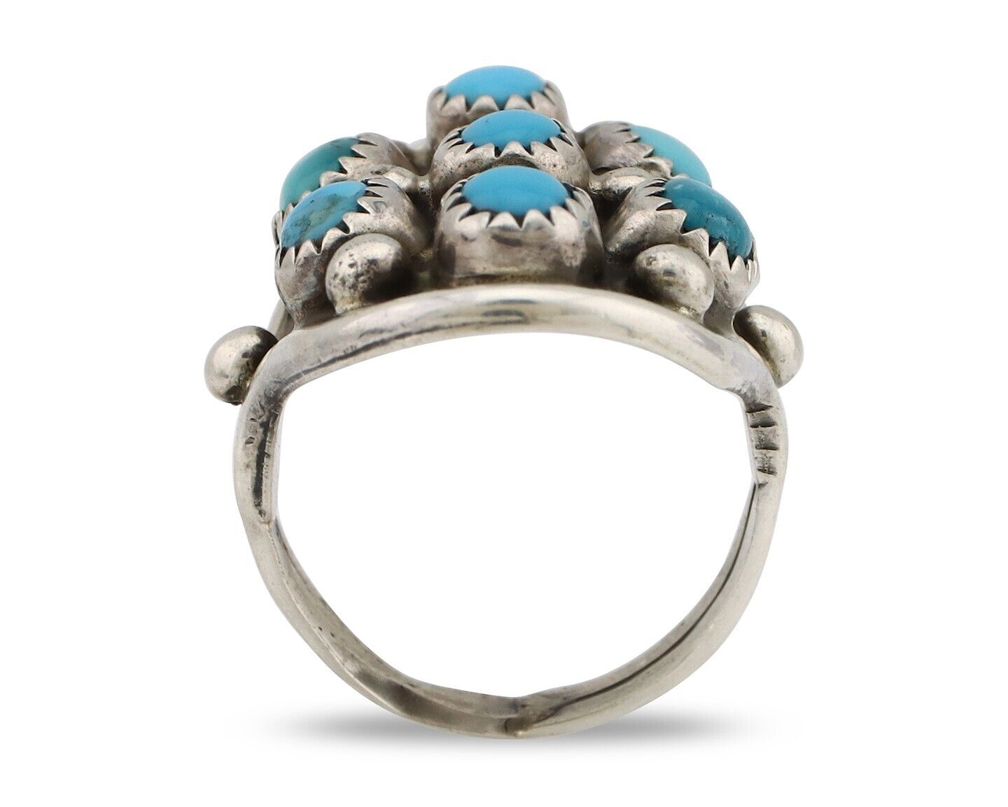 Navajo Ring .925 Silver Natural Blue Turquoise Signed L Henderson C.80's