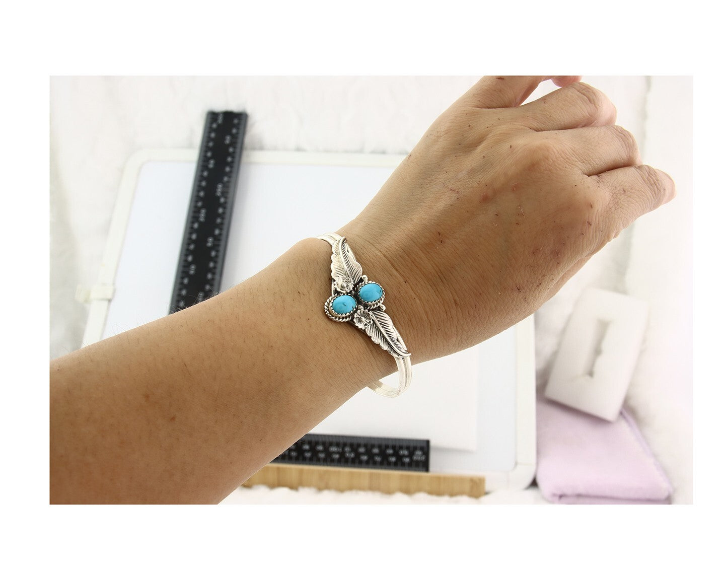 Vintage Navajo Bracelet 925 Silver Turquoise Traditional Handmade Signed SN