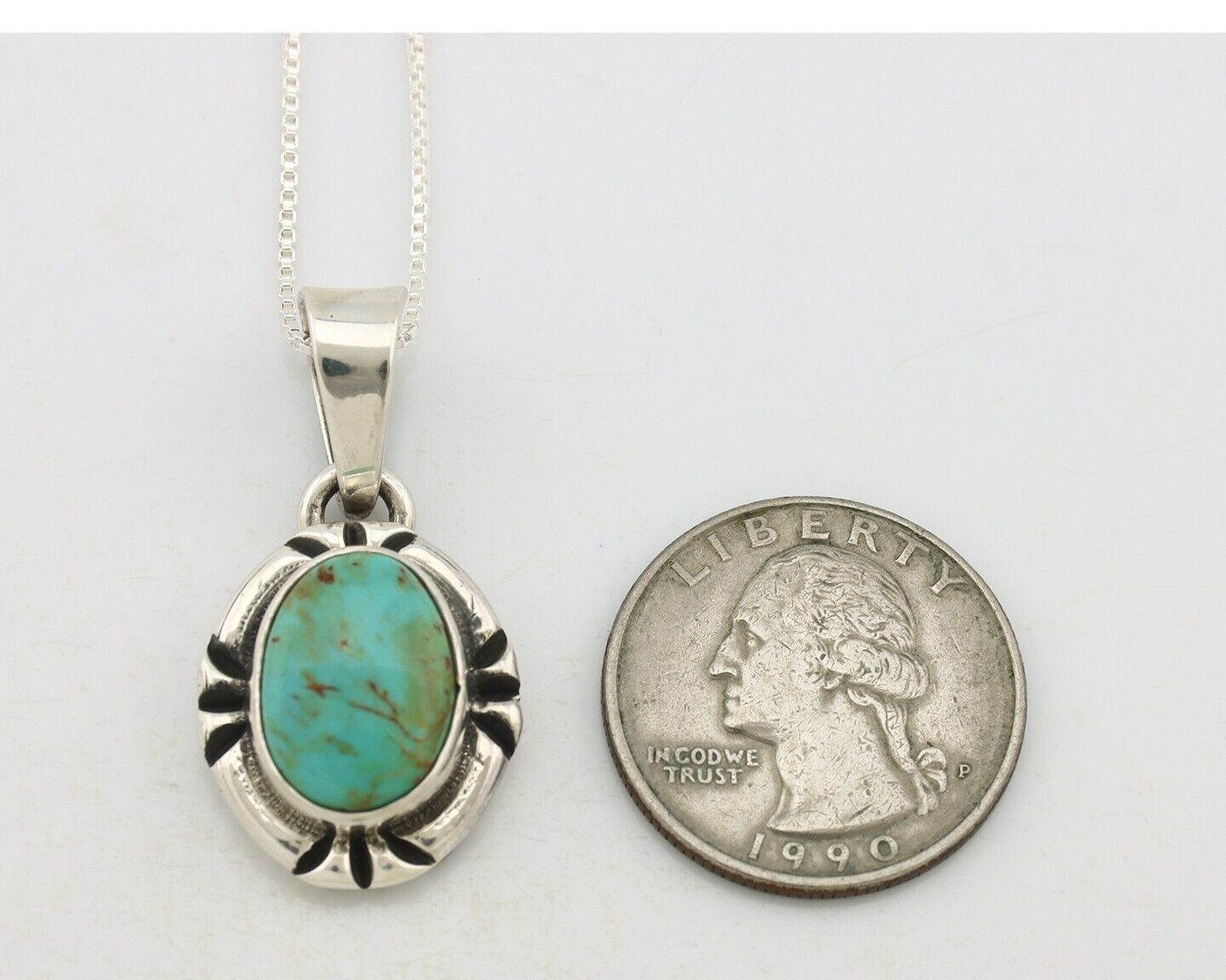 Navajo Necklace 925 Silver Arizona Turquoise Handmade Signed Gecko C.90's