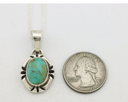 Navajo Necklace 925 Silver Arizona Turquoise Handmade Signed Gecko C.90's