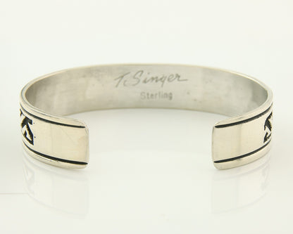 Navajo Bracelet 925 Silver Artist Signed Thomas Singer Cuff Made in the 1980's