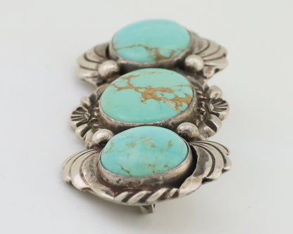 Navajo Pin Pendant 925 Silver Natural Turquoise Signed Billy Eagle C.80's