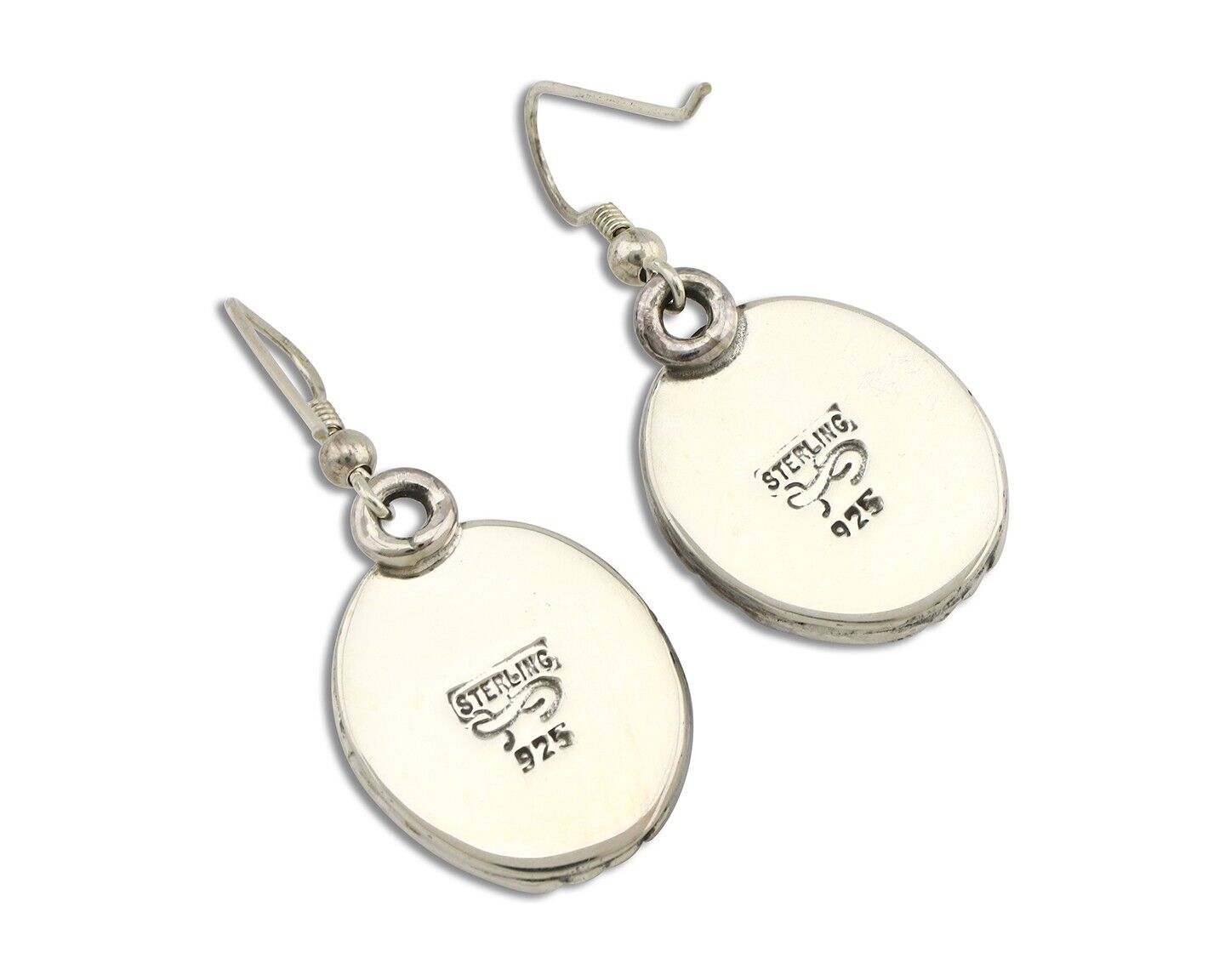 Navajo Handmade Earrings 925 Silver Natural Arizona Turquoise Signed Gecko C.80s