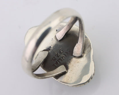 Navajo Ring 925 Silver Blue Gem Turquoise Native American Artist C.80's