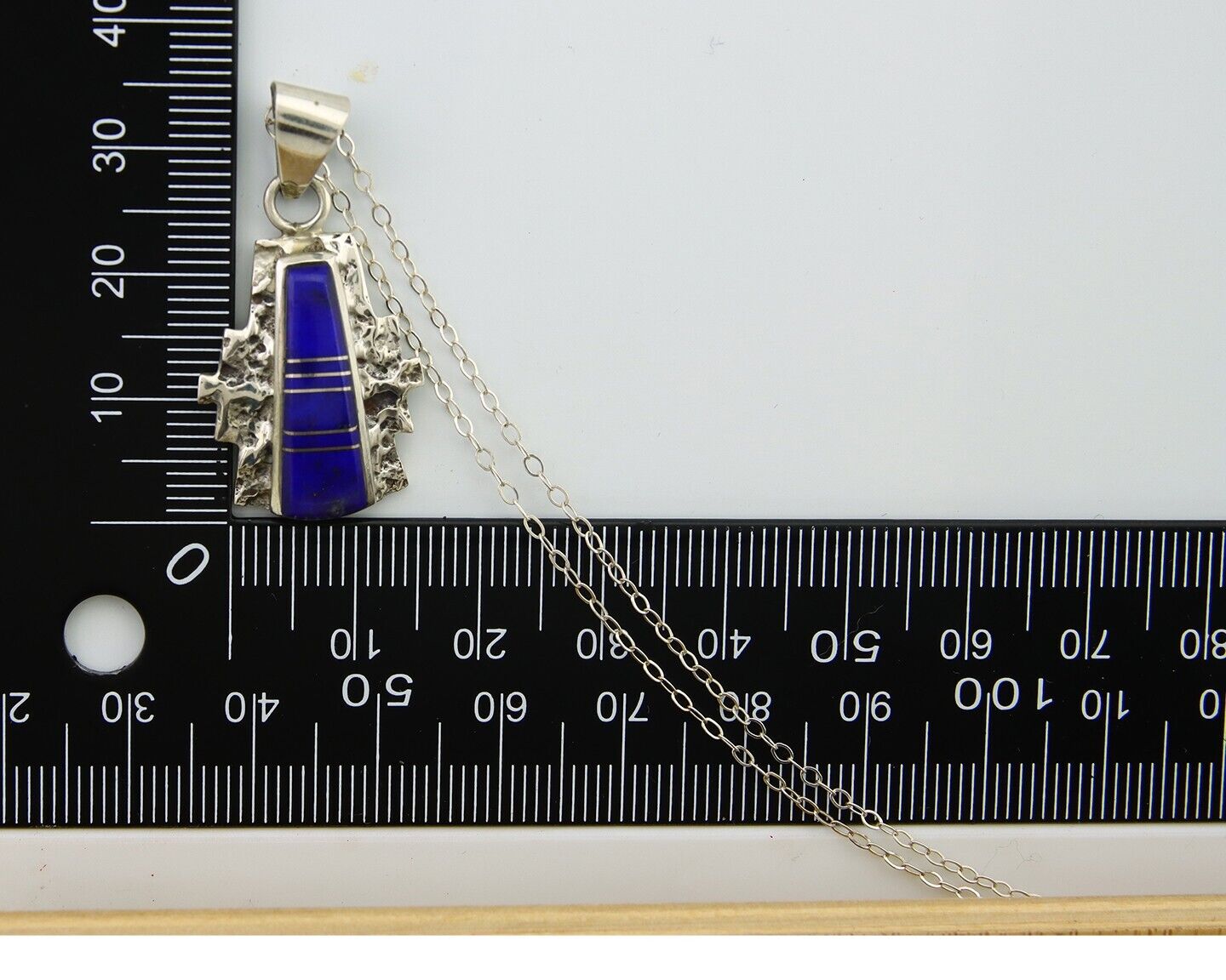 Navajo Necklace 925 Silver Natural Lapis Handmade Native American Artist C.80's