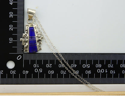 Navajo Necklace 925 Silver Natural Lapis Handmade Native American Artist C.80's
