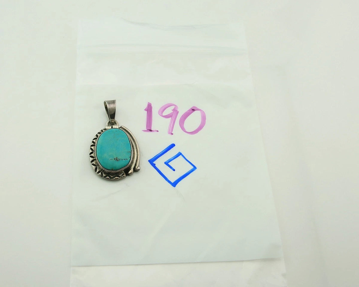 Navajo Pendant 925 Sterling Silver Natural Turquoise Vintage Artist Signed Gecko