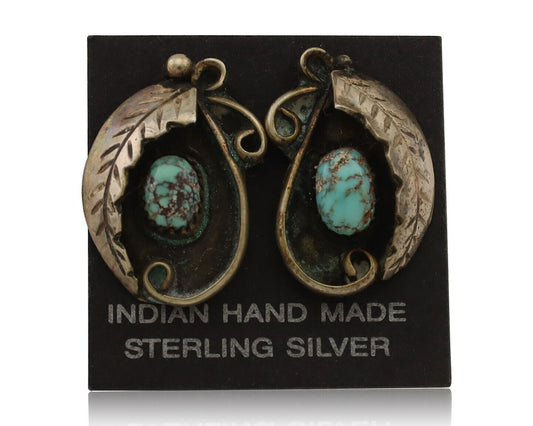Navajo Earrings 925 Silver Natural Turquoise Native American Artist C.80's