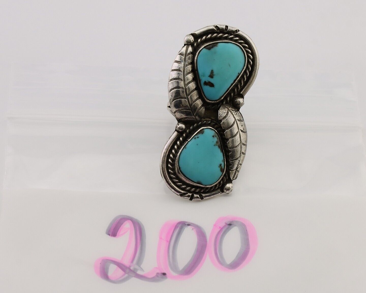 Navajo Handmade Ring 925 Silver Natural Tuquoise Native American Artist C.80's