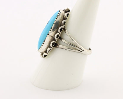 Navajo Ring 925 Silver Sleeping Beauty Turquoise Signed SC C.80's