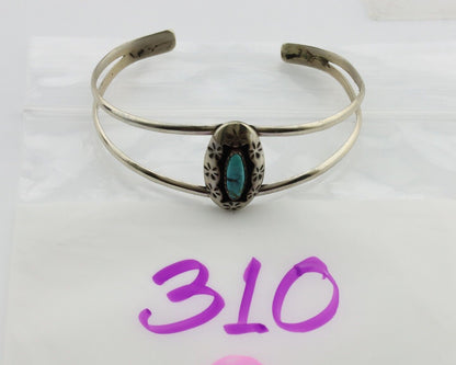 Navajo Bracelet 925 Silver Kingman Turquoise Artist Signed IJC C.80's