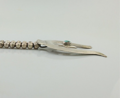 Navajo Sand Cast Necklace 925 Silver Turquoise Native American Artist C.80's