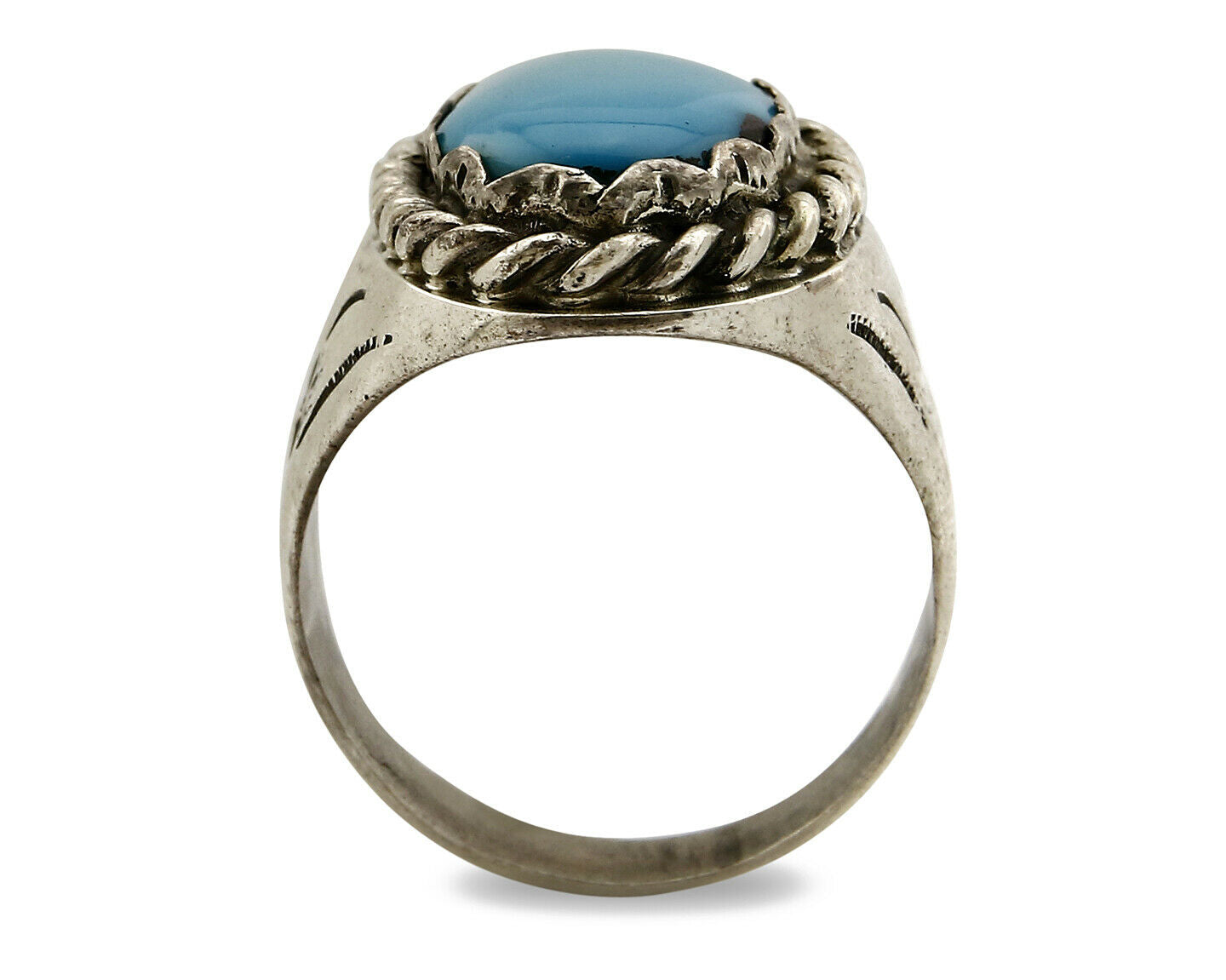 Navajo Ring .925 SOLID Silver Kingman Turquoise Artist Martha Cayatineto