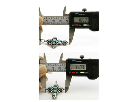 Zuni Natural Turquoise and Coral Reversible 925 Silver Handmade Pendant