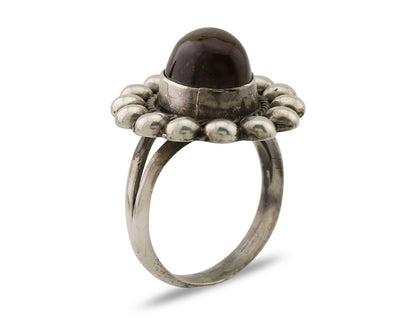 Navajo Handmade Ring 925 Silver Natural Fire Opal Native Artist Size 7.0 C.80's