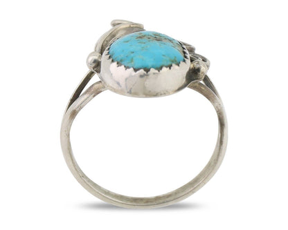 Navajo Ring 925 Silver Morenci Tuquoise Native American Artist C.80's