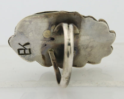 Navajo Ring .925 Sterling Blue Turquoise Artist Signed EK C.80's