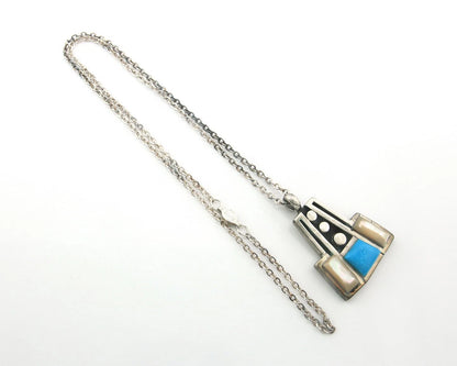Navajo Necklace Sterling Silver Natural Blue Turquoise Vintage