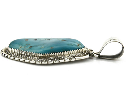 Navajo Lorren Begay Pendant Natural Turquoise .925 Silver Hand Stamped C.80's