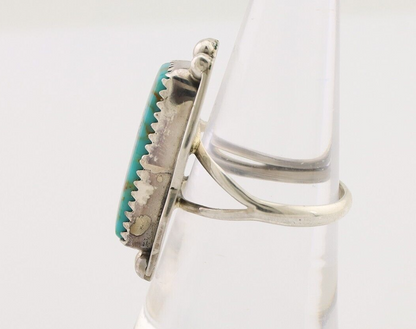 Navajo Ring 925 Silver Natural Blue Turquoise Artist Signed Doug Zachary C.80's